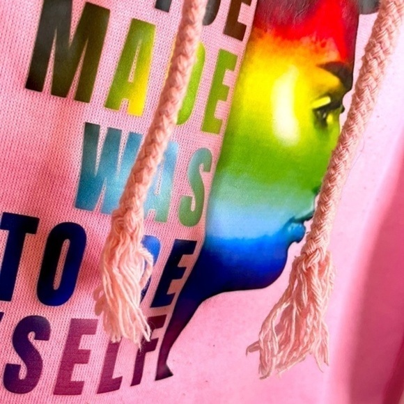 Youth (Girl) Size Medium (8) Pink Crop Top Hooded Sweatshirt with Ears - Picture 5 of 8